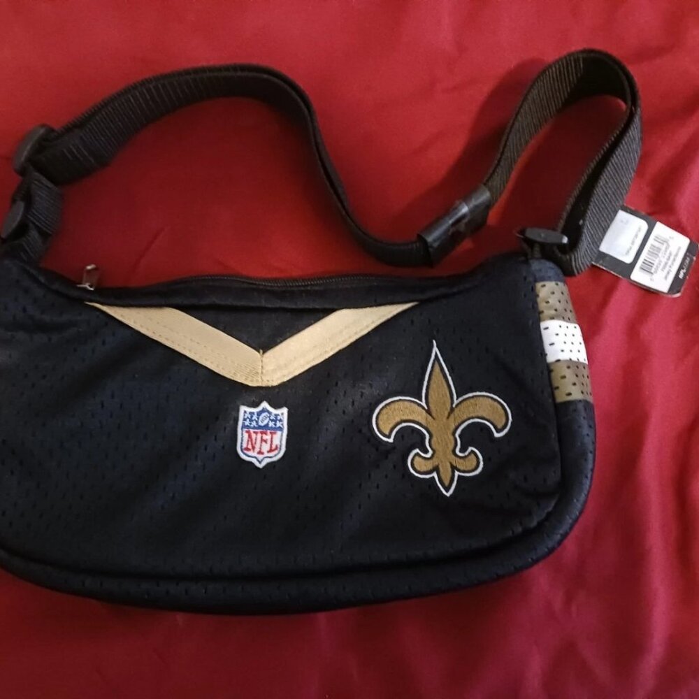 Licenced NFL New Orleans Saints Womans Black and Gold Shoulder Bag with Tag